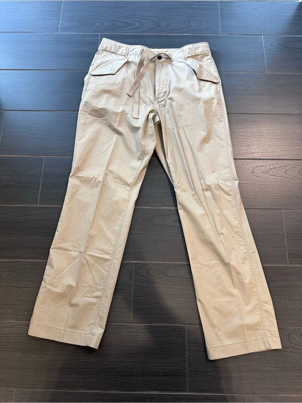 Men's Vintage Summer 2010 Casual Drawstring Essential Chino Pants - Beige